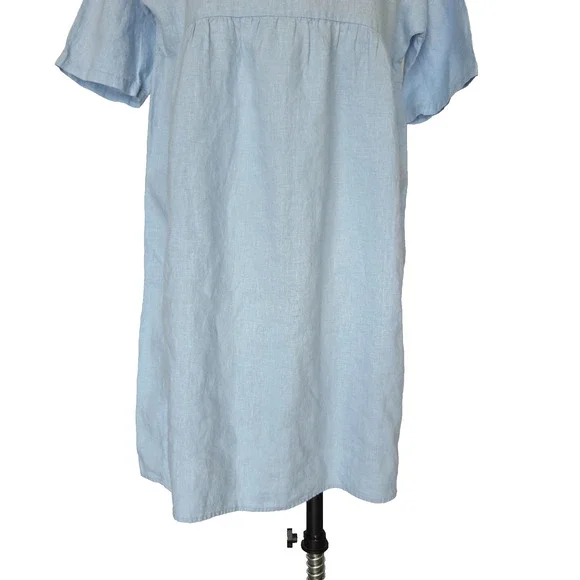 Lintico 100% Linen A Line Midi Dress Size M New Baby Blue Lagenlook Valencia - Picture 5 of 10